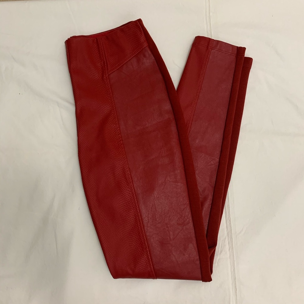 Guess red leather snake skin pants
